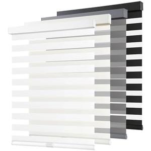 AOSKY Cordless Zebra Blinds for Windows Pull Down Roller Window Shades Dual Layer Light Filtering Privacy for Day and Night, Free-Stop Door Shades for Home Easy to Install (47" W X 72" H, White)