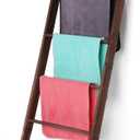 Zelbuck Blanket Ladder for Living Room and Bedroom, 6-Tier Decorative Display Ladder Shelf, Ladder Rack for Storage and Decor, Wall Leaning Farmhouse Blanket Storage, Towel Rack, Bathroom, Brown