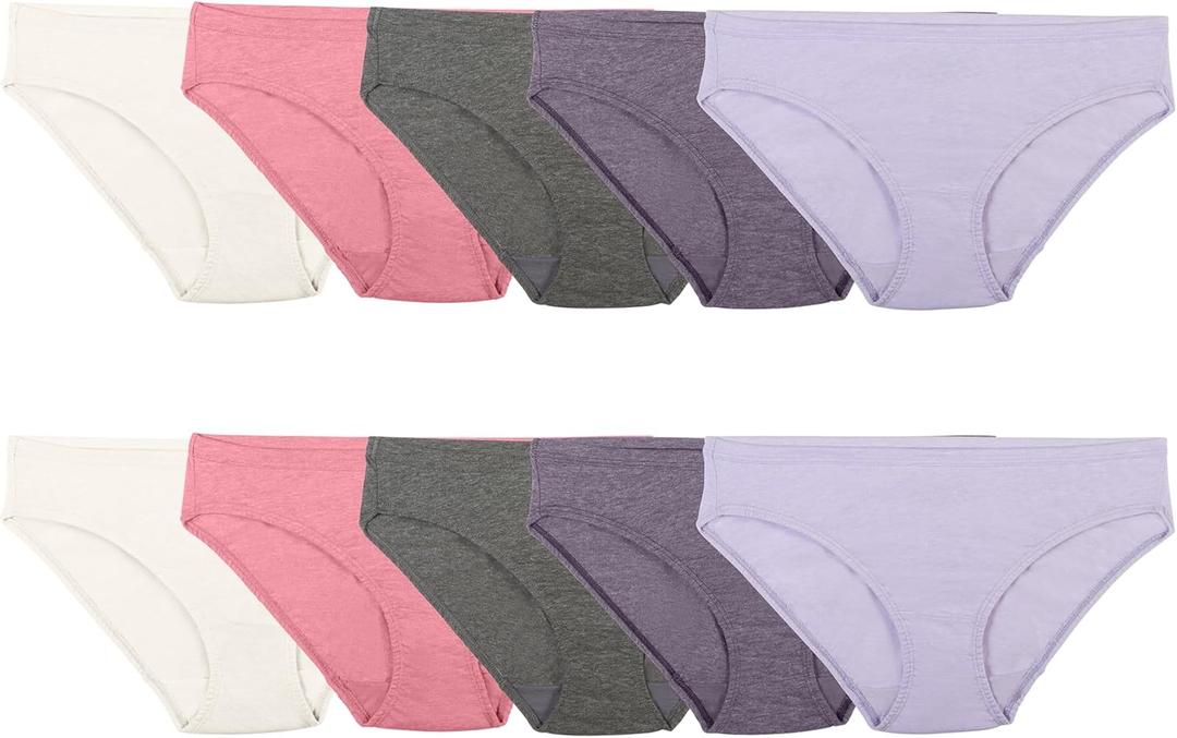 Fruit of the Loom womens Cotton Blend Bikini Underwear (7, Bikini - Cotton Blend - 10 Pack)