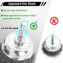 Double Elite Wire Brush for Drill Set 21 Pcs, Abrasive Wire Wheel for Drill 1/4 Inch Hex Shank, Drill Wire Brush Coarse Crimped Carbon Steel, Wire Brush Drill Attachments