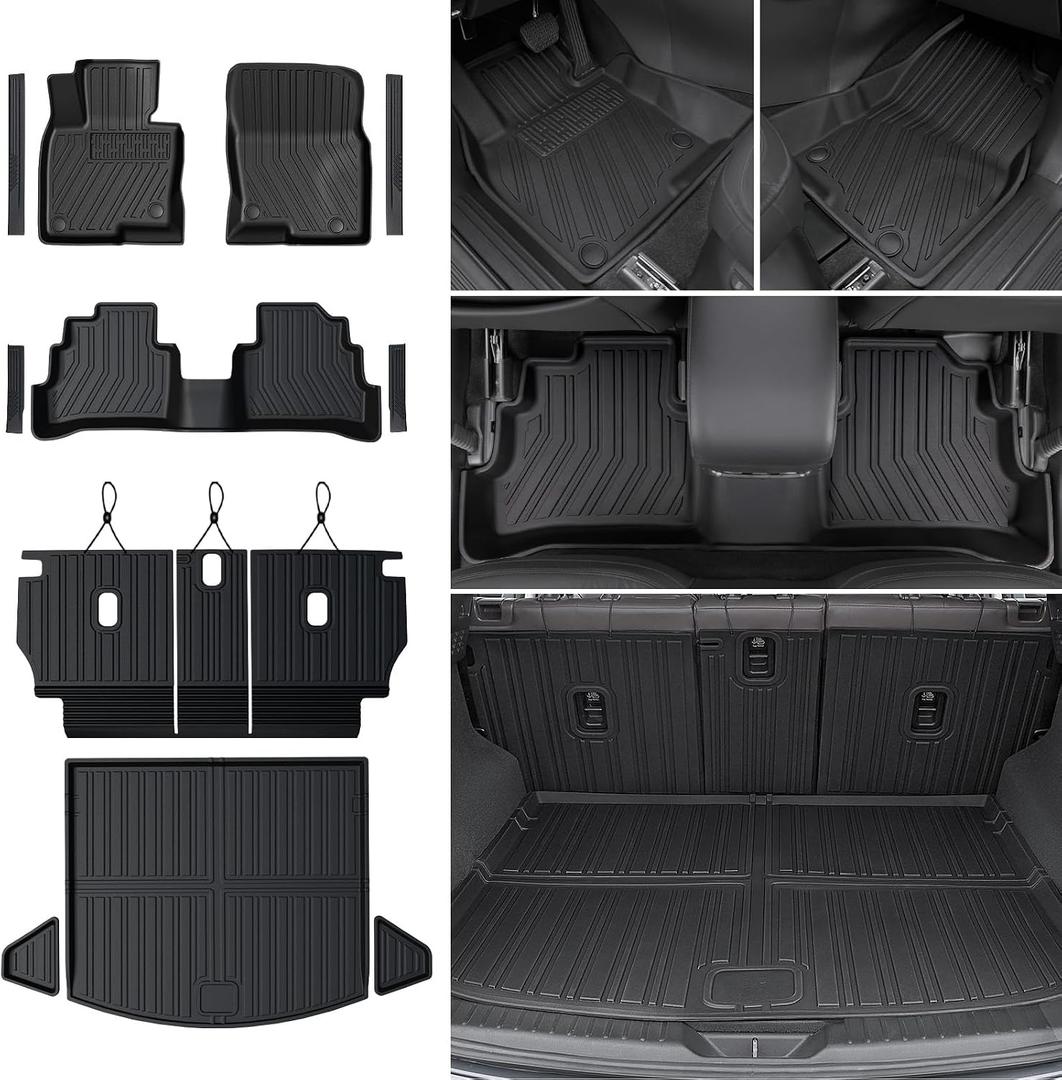 Floor Mats Set for 2017-2025 Mazda CX-5, All Weather TPE Backrest Mat Trunk Mat Cargo Liner Door Sill Guards Accessories for CX5 (Full Mats Set)
