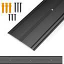 36" L x 4" W Aluminum Floor Transition Strip Metal Door Threshold, 0.1" H Flat Profile for Carpet Vinyl Wood Tile Concrete Flooring Gaps, Modern Doorway Protector Decoration(Black,1pcs)