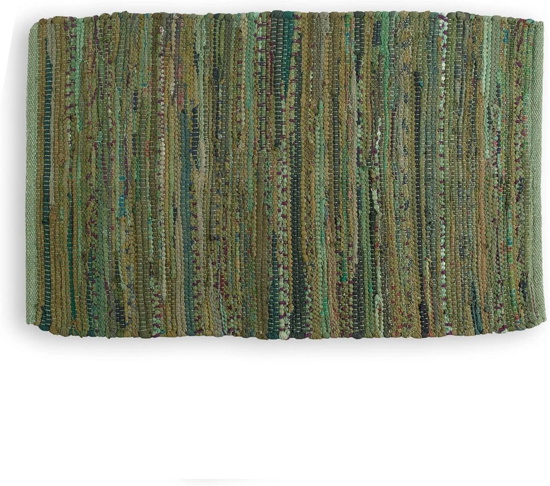 DII Chindi Home Collection Handwoven Multicolor Area Rag Run, 20x31.5, Olive Green