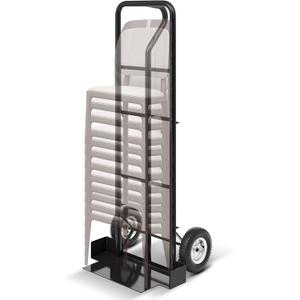 52'' x 22'' x 18'' Heavy Duty Stack Chair Dolly Banquet Chair Dolly Cart Holds 7 Chairs Oversized Rubber Wheels for Easy to Load and Unload for Party Event Rental Furniture (Black)