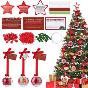Tenceur 12 Pack Christmas Ornament Making Kit Wishing Clear Fillable Ornaments Decorating Kit Christmas Crafts Hanging Wishes Decoration with Glitter Sequin for Tree Party Favor Women Men Friends