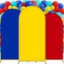 Arch Backdrop Cover Set of 3 (4/5/6FT) Carnival Birthday Party Decorations Arch Covers Stretchy Backdrop for Photo Props Cosplay Wedding Baby Shower Spandex Backdrop Decor(Red/Yellow/Blue)