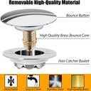 Anlige Bathtub Drain Stopper, Pop Up Tub Stopper and Cover, Bottom with Hair Catcher, Universal for 1.45 to 1.8 in Drain, Replaces Old Drain Plug, Chrome Silver