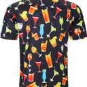 Fanient Men Golf Polo Shirts Short Sleeve 3D Printed Dry Fit Moisture Wicking 4-Way Stretch Summer Athletic Polo Shirts (M)