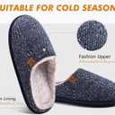 COFACE Womens Cozy Memory Foam Scuff Slippers Ladies Fuzzy Warm Slip On House Shoes With Arch Support, Indoor Outdoor Rubber Sole, Twill Blue Size 6M/7W (Black)