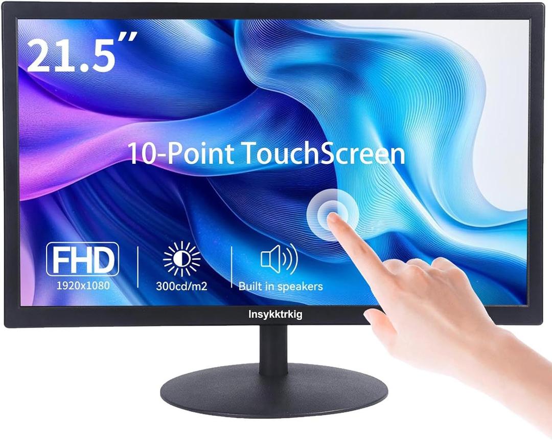 Touchscreen Monitor 21.5" FHD 1080P Multi-Touch Screen HDMI VGA Type-B Dual Speakers,75Hz,VESA,Brightness 300cd/m,Tilt Adjust,PC Office Laptop Business Computer Desktop Touch Display