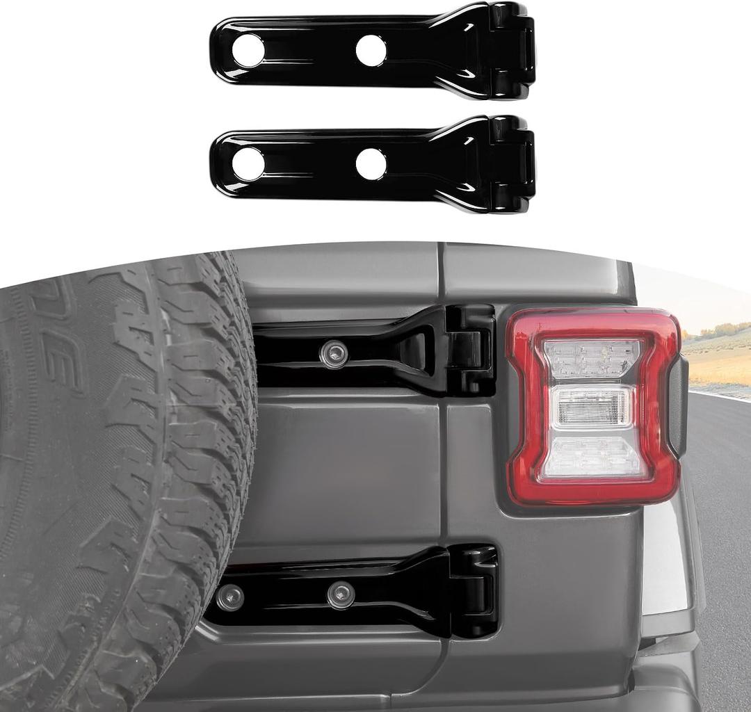 RT-TCZ for Jeep JL Tailgate Hinge Cover Trim Decals Black for Jeep Wrangler JL JLU 2018 up Black Exterior Accessories 2pcs