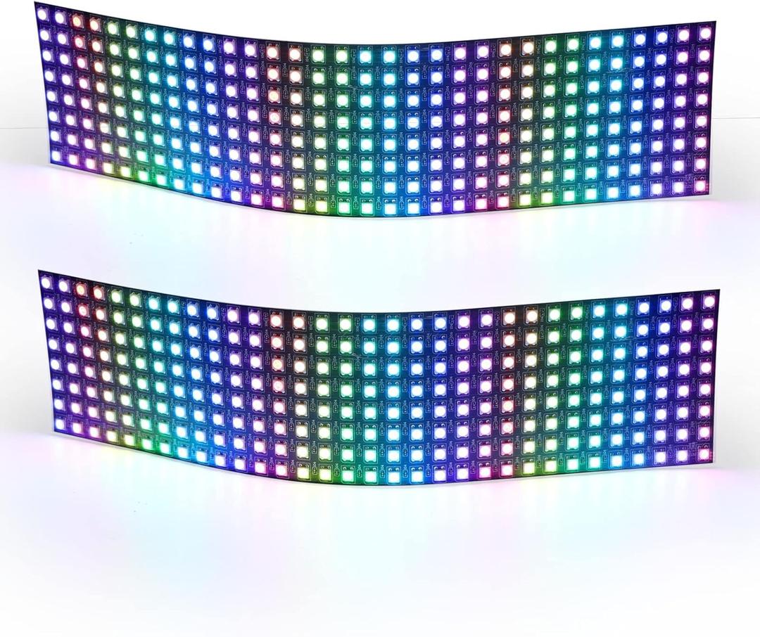 2-Pack 8x32 Led Matrix Panel, Ws2812b Led Matrix with Built-in IC for DIY Lighting Projects, Custom Text, Patterns, Video Display, Individual Pixel Control, Indoor LED Screen Display