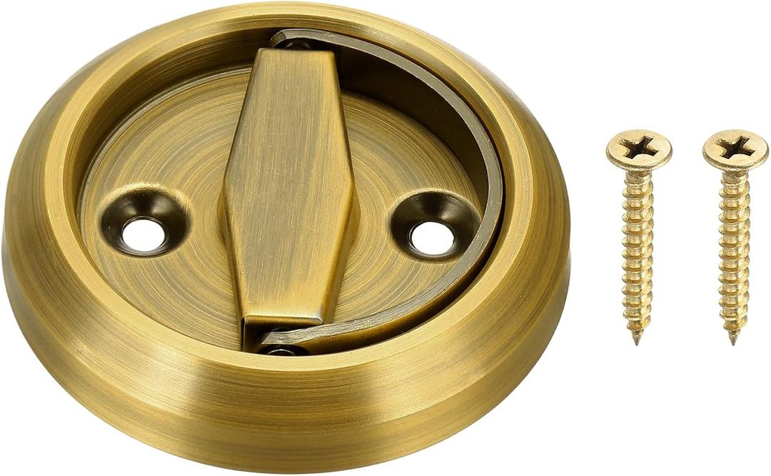 uxcell Round Recessed Pull 3" Stainless Steel Recessed Door Handle Concealed Brushed Handles Cabinet Hidden Knob for Various Modern Door Yellow 1Pcs (Inner Hole Size: 8 x 8mm)