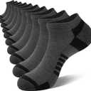 COOVAN 10 Pairs Mens Ankle Socks Men 10 Pack Low Cut Comfort Cushion Casual Socks (Gray) 9-12