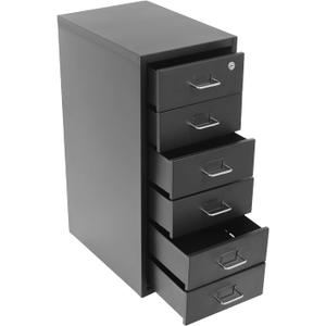 Vertical File Cabinet, 6 Drawers Mobile File Cabinet with Lock, Under Desk Metal File Cabinet with Wheels for Office, Home, Vertical Cabinet Legal/Letter Size (Black)