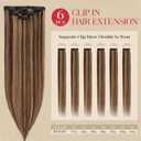 Rich Choices Short Clip In Hair Extension Real Human Hair-Single Clip Hairs Extension for Women 6PCS-Mini Clip in Hairpieces for Thin Hairs-12 Inches #2RP6 Chocolate Brown Highlight Light Brown