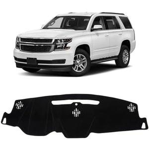 KUST Car Dash Cover for Chevy Tahoe/Suburban 2015-2019 2020 (LS, LT, LTZ), GMC Yukon/Yukon XL (SLE, SLT, Denali) Polyester Non-Slip Center Console Dash Cover Interior Accessories for Tahoe Black