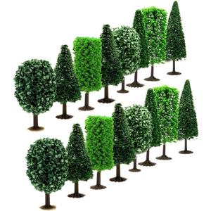 Miniature Trees and Model Trees with Base Bushes Diorama Trees Woodland Model Train Scenery Fake Trees for DIY Landscape, 16 PCS by Baryuefull