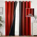 weesire Black and Red Blackout Curtains for Bedroom Living Room 2 Panels 100% Blackout Ombre Gradient Curtains, 52x84 Inches
