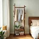 SOBIBO Wood Coat Rack Freestanding with Shelves & Hooks, 23.6inch, Walnut