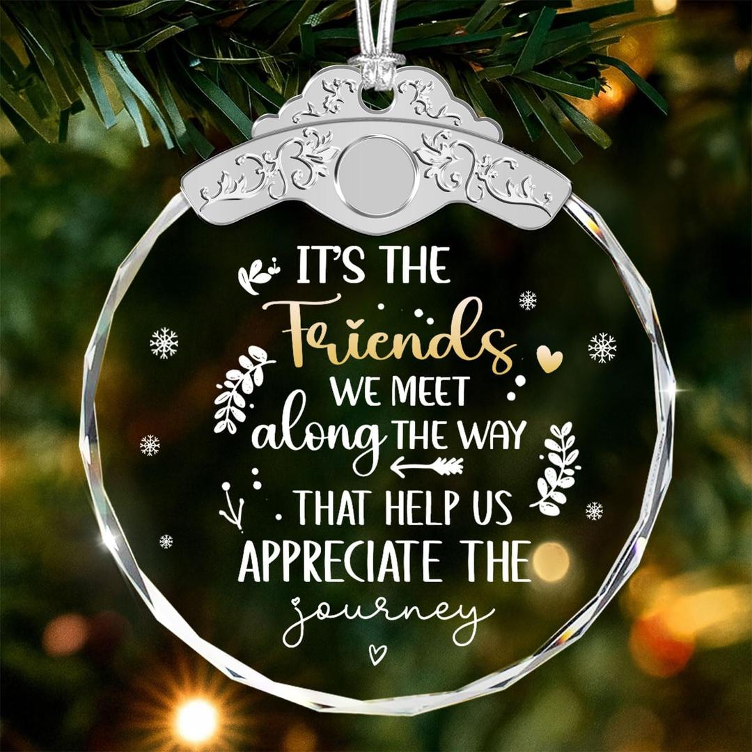 Giftelix Christmas Ornaments - It's The Friends WE Meet - Glass Ornament Friend Gifts for Women - Best Friend Ornaments for Christmas - Tree Decorations - Friendship Gifts for Friends - X-mas Decor