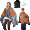 KMANDLU Cordless Heated Blanket with 10000mAh Power Bank, USB Battery Operated Electric Blanket, 3 Heat Settings, Portable Warm Throw for Home, Office, Outdoor-Grey