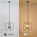 Industrial Black Chandelier 4-Light Lantern Pendant Lighting Fixture for Over Table Dining Room Kitchen Island Foyer Hallway,E12 Max 60W,12.60in
