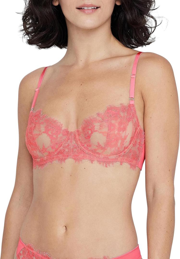 Skarlett Blue Women's Entice Lace Underwire Balconette Bra 324143 (32C, Rosy/Terracotta)