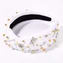 Concert Silver Guitar Violin Tape Knotted Headband for Women - Jeweled Crystal Embellished Wide Statement Hair Accessories