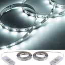 Short Led Strip Lights Battery Powered with Flashing, 3.28ft/1PCS Flexible LED Fairy Lights Battery Operated Bright for Shadow Box DIY Gift Car Bar Party Christmas, 2 Pack (Daylight White)
