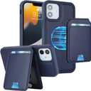 iCoverCase Wallet Case for iPhone 12/12 Pro Compatible with MagSafe, Magnetic Detachable Card Slots Holder PU Leather Kickstand Wireless Charging Case 6.1 Inch (Dark Blue)