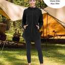 MoFiz Women's Long Fleece Zip Up Hoodies Long Sleeve Full Zip Soft Warm Polar Fleece Jacket Coat with Pocket for Fall Winter (Black, L)