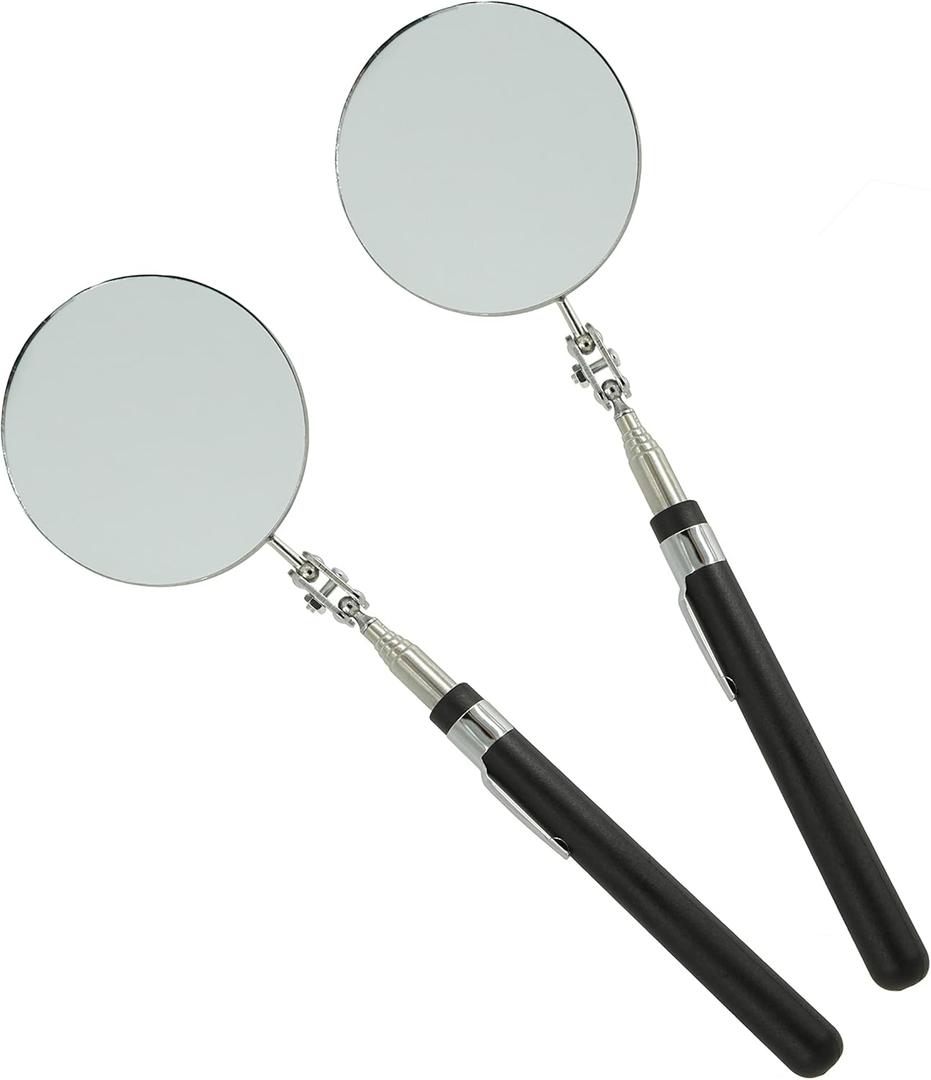 Round Telescopic Inspection Mirror, 85mm Area, Checking Tool for Vehicle, Observing Eyelashes, Mouth and Other Small Parts - Extended Large Mirror (2 PCS)