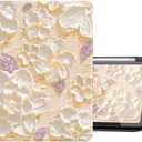 Marble Floral Case for iPad Mini, Slim Cute Folio Clear Back Cover for iPad Mini7/Mini6, G-Pink Floral with Pencil Holder