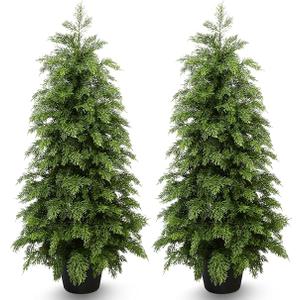 3FT Artificial Cedar Topiary Trees,2 Pack UV Resistant Faux Pine Tree Real Touch Cedar Tree Faux Plants Potted, Evergreen Tree for Outdoor Indoor Door Garden Farmhouse Home Decoration, 
Product Dimensions	24.6"D x 24.6"W x 47.6"H