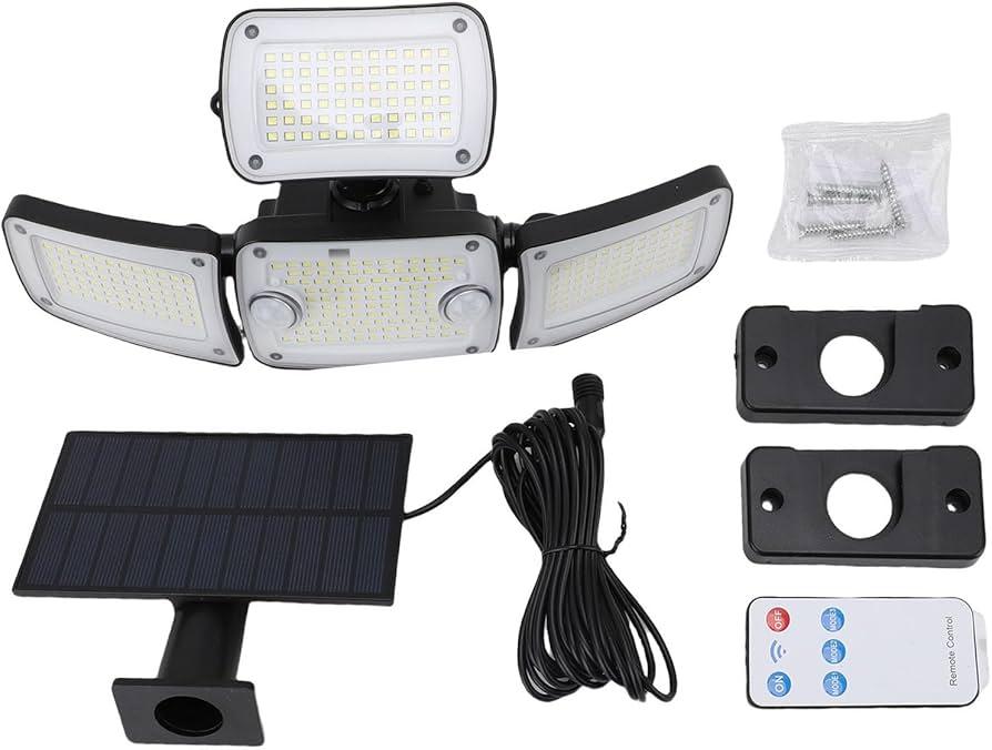Solar Outdoor Flood Light with Motion Sensor 270 Degree Wide Angle Flood Wall Mount 3 Modes IP65 Water Proof for Backyard Yard Garage [Energy Class A]