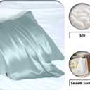 Mulberry Silk Pillowcase for Hair and Skin Standard Size 20"X 26" Pillow Case with Hidden Zipper Soft Breathable Smooth Cooling Silk Pillow Covers for Sleeping (Haze Blue,Standard,1Pcs)