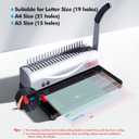MAKEASY Binding Machine, 21-Hole, 450 Sheets, Comb Binding Machines with 1 Box Comb Bindings Spines, Comb Binder for Letter Size, A4, A5 Paper