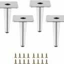 Silver Metal Furniture Legs Heavy Duty Straight Furniture Feet DIY Modern Replacement Legs for Cabinet Sofa Couch Chair-Set of 4 (Silver, 4")