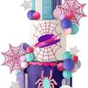 Spider Cake Topper with Pink Spider Web Balls Stars for Animal Themed Birthday