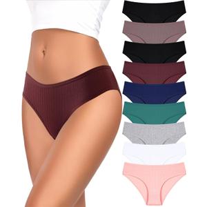 FINETOO Cotton Underwear for Women Sexy Low Rise Ribbed Hipster Breathable Soft Womens Bikini Panties Cheeky S-XXXL, 9 Pack, XXL