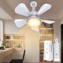 Ceiling Fan Light with Remote, 3 Colors 3000K-6500K Ceiling Fans with Lights, 5 Brightness Dimmable Small Socket Ceiling Fan with Light for Bedroom Garage Indoor