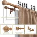 Wood Double Curtain Rods Set for Windows 140 to 164 Inches (11 to 14 ft), Adjustable Heavy Duty Dual Drapery Rods, 1 Inch Boho Rustic Decorative Curtain Rod