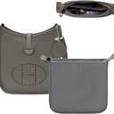 Purse Organizer Insert for Hermes Evelyne 29 PM, Mini Evelyne Bag Insert with Zipper,Nylon Inner Liner Organizer with Multi-pockets,Keep Bag Shape and Clean (Grey)