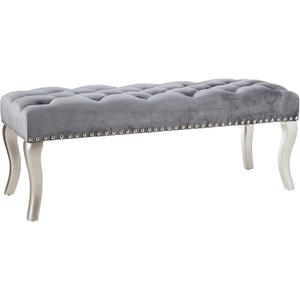 Roundhill Furniture Decor Maxem Tufted Fabric Upholstered Seat with Nailhead Trim Bench, Gray (Grey)