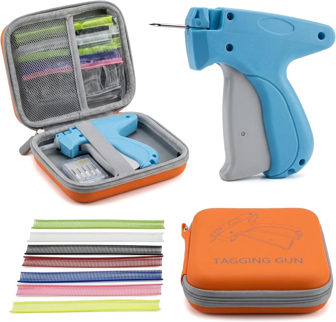 Clothing Tag Attacher Gun Kit with Colorful Barbs, Stitch Tagging Gun for Clothes, Includes Carrying Case