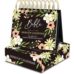 Bomichi 365 Days of Christian QuotesBeautiful Small 25-26 Flip Desktop Desk Calendar for Planning Organizing School Office Gifts