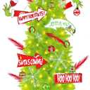 6FT Christmas Tree with 38 Piece Ornament Set, Whimsical Lime Green Christmas Tree with Signs & Skirt, Indoor Outdoor Holiday Decorations