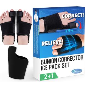 Bunion Corrector and Ice Pack (2+1 Set) Bunion Corrector For Women Big Toe and Men, Hallux Relief Splint, Big Toe Straightener