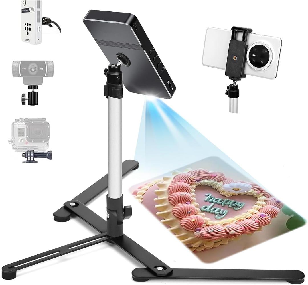 YIFMEIG Overhead Tripod for Mini Projector - Phone Holder,Camera Stand,Webcam,Stronger Support with Clip for Cookie Decorating,eaching Online Live Streaming and Showing 360 Rotation